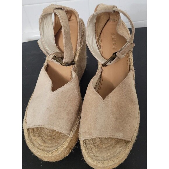 Soludos Positano Suede Platform Wedge Sandal Women\'s Size 7.5